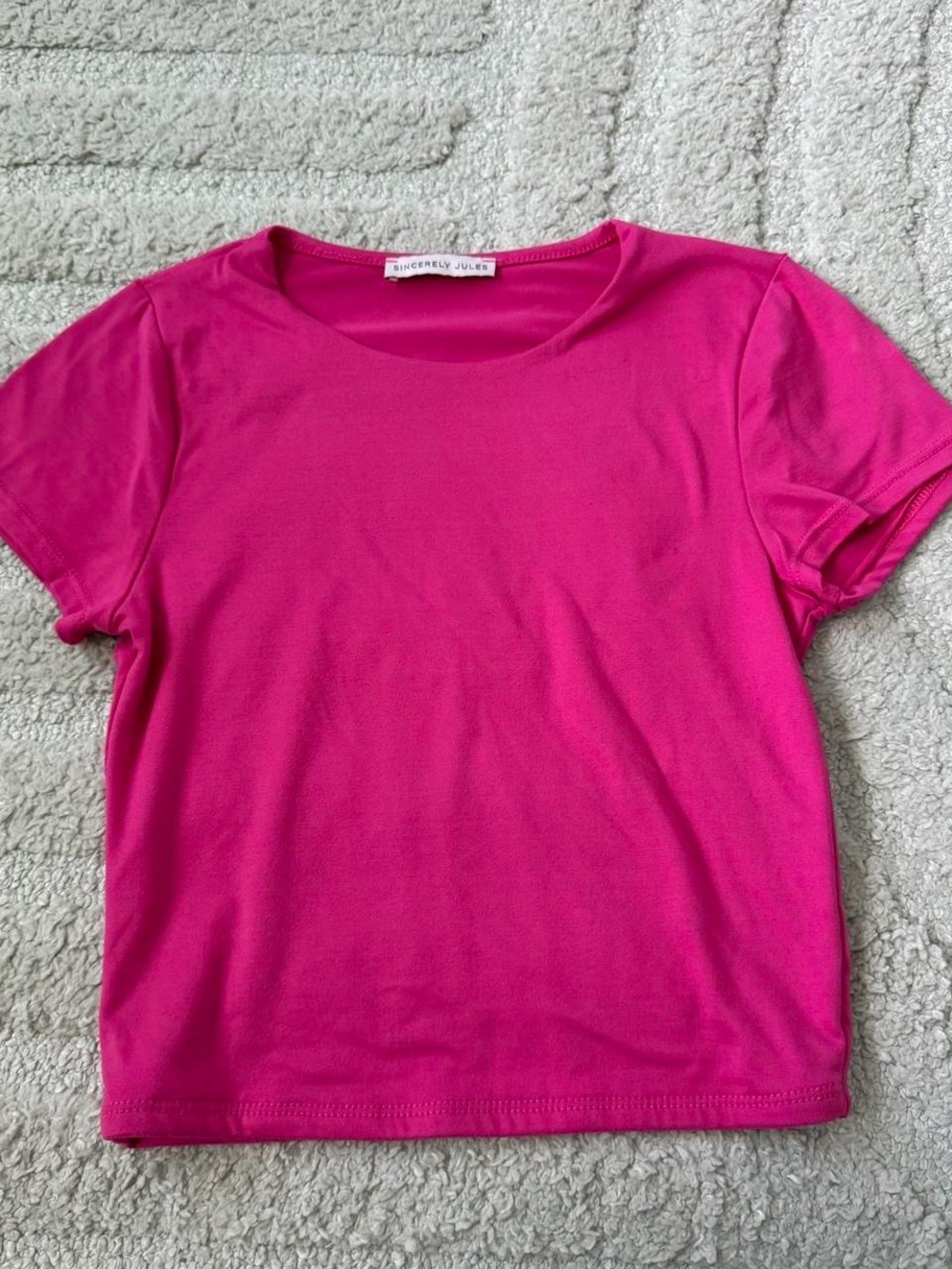 Sincerly Jules Bright Pink Short Sleeve Crewneck Top